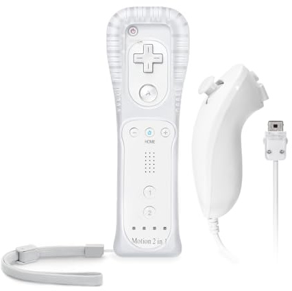 Finera Remote Controller for Wii, 1 Sets Replacement Remote Built-in 2 in 1 Motion Plus Controller (White)