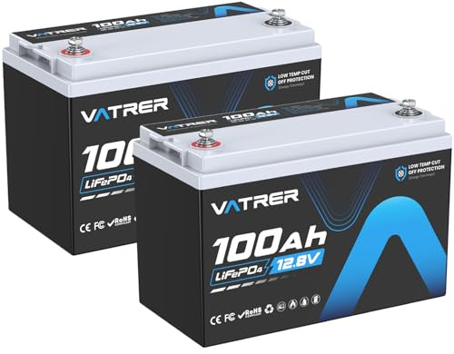 12V 100Ah *2 LiFePO4 Akku mit Niedrigtemperatur-Abschaltung & 100A BMS, 5000+ Zyklen, 1280W für Wohnmobil, Camping, Boot & Solar-Heimanlagen