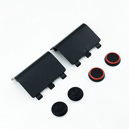 2 pz Coperchio Posteriore Della Batteria Coperchio Porta Guardia Stile Cabinet per XBox One Wireless Controller + 4 pz Silicone Grip Thumbsticks Joystick Cap