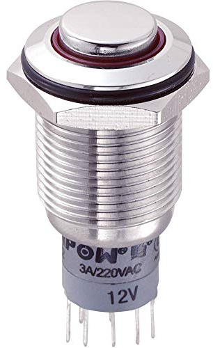 TRU COMPONENTS 701873 LAS2GQH-22ZE/R/12V/S/P Vandalismusgeschützter Druckschalter 250 V/AC 3 A 2 x Ein/Ein rastend Rot