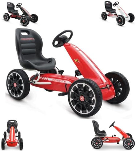 Moni Kinder Gokart Abarth 500 Assetto, mit Eva-Reifen, Handbremse, ab 3 Jahre rot