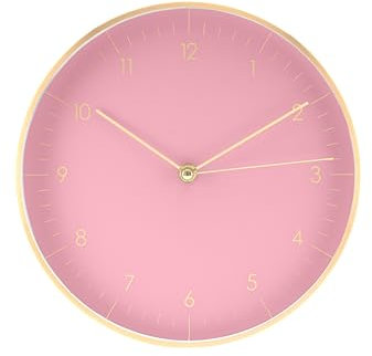 LUUK LIFESTYLE Wanduhr mit Quarz Uhrwerk ohne Ticken, Schlichtes und modernes Design mit gut lesbaren Ziffern, Deko Geschenk in Rosa und Gold