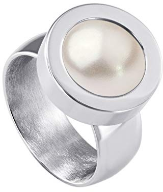 Quiges Wechselring Silber Ring Edelstahl 12mm Mini Coin Halter und Kunstperle Coin in Größe 20mm