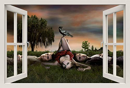 Unified Distribution The Vampire Diaries - Wandtattoo mit 3D Effekt, Aufkleber für Wände und Türen Größe: 92x61 cm, Stil: Fenster