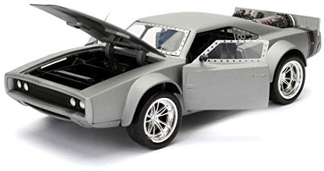 Jada Toys Fast & Furious 8 Dom's Ice Charger, Auto, Tuning-Modell im Maßstab 1:24, zu öffnende Türen, Motorhaube und Kofferraum, silber
