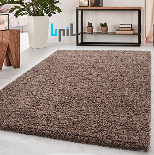 BPIL Shaggy Rugs Soft plain Thick Pile Large Small Antiskid Area Rug (Mocha, 80x150cm)