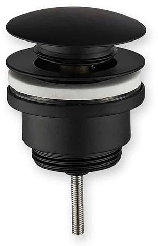 Válvula de Desagüe Lavabo Universal Latón Negro, Tapón Pop-Up Válvula Clic-Clac con Rebosadero, Seta Grande