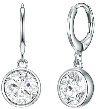 Rafaela Donata Damen Creolen aus 925 Sterling Silber mit Zirkonia weiß - Silbercreolen Klappcreolen Hänger