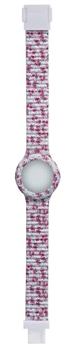 HIP HOP Cinturino Spring Fever, Cinturino Intercambiabile Orologio Donna per Cassa da 32 mm Colore Bianco cn Stampa Fiori Blu in Silicone Morbido Resistente all'Acqua HBU0994