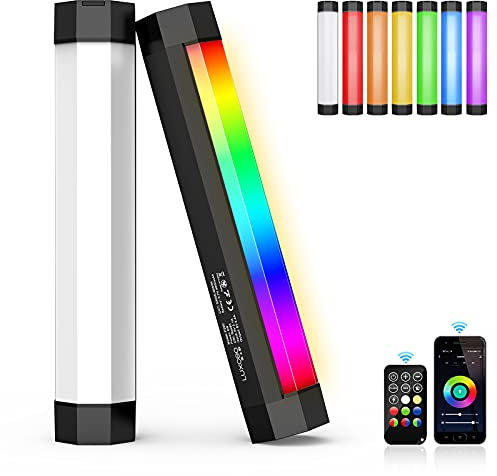LUXCEO P200 RGB Tube Lumière Vidéo avec App,LED Photographie lumière Light, Étanche IP67 Baguette Lumineuse Portable 3000K-6000K,4000mAh Batterie Intégré,CRI 95+ pour Tlktok,Youtube,Vlog,Photographie