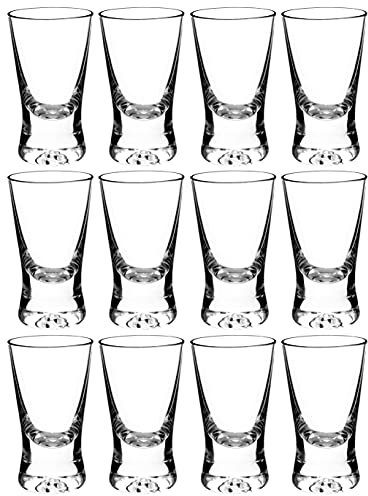 My-goodbuy24 Premium Schnapsgläser Shotgläser 12-teiliges Set Glas 2,5cl (25ml) - Standfest - Spülmaschinenfest - Pinnchen Wodka Ouzo Vodka Tequila Whiskey Stamper