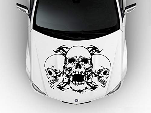 myrockshirt XXL Totenköpfe für Motorhaube 90 x 60 cm böse Aufkleber Autoaufkleber Sticker ohne Hintergrund Auto PKW Lack Scheibe
