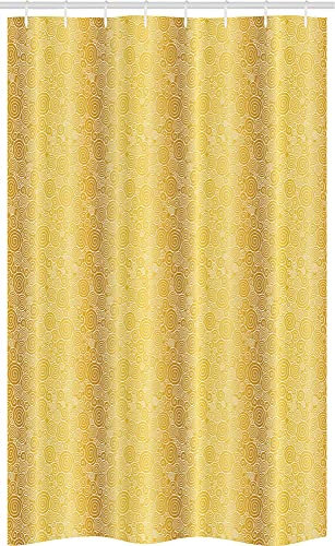 ABAKUHAUS Moutarde Rideau de Douche Stalle, Tourbillons Tone Jaune d'or, Ensemble de Salle de Bain en Tissu en Crochets, 120 x 180 cm, Pale Café Moutarde