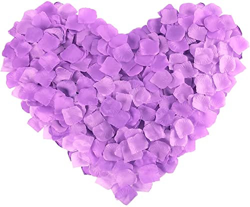 Happium Lot de 1000 pétales de rose artificiels en soie - Décorations romantiques - Émulation - Pétales de rose pour décoration de mariage, Saint-Valentin, confession - Décoration de fête - Lilas