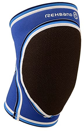 Rehband Knieschoner für Volleyball oder Handball, 7mm Neopren Sport Knieschützer, gepolsterte Kniebandage mit anatomischer Passform für Damen & Herren, Farbe:Blau, Größe:S