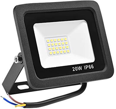 Bikuer 20W Warmweiß LED Strahler, 1400LM Superhell 220V LED Fluter Flutlicht Außenstrahler, IP66 Wasserfest 6000K Tageslichtweiß, Ideale Wandleuchte Außenbeleuchtung für Garten, Garage, Hotel ect.