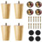 YouYuer Pieds de Meuble en Bois,4PCS Pieds de Canapé de Rechange Pied de Lit Pied Table Basse Droit Pieds Meuble Cuisine Finition avec Accessoires Pieds Bois pour lit,Placard,Banc,Meuble TV (8cm)