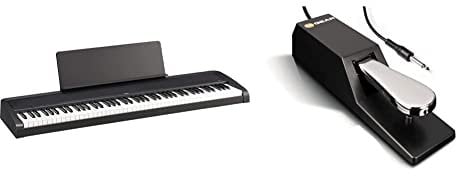 KORG B2 Digital Piano with 88 Weighted Keys - Black & M-Audio SP-2 - Universal Sustain Pedal with Piano Style Action, The Ideal Accessory for MIDI Keyboards, Digital Pianos, Electronic Keyboards &More