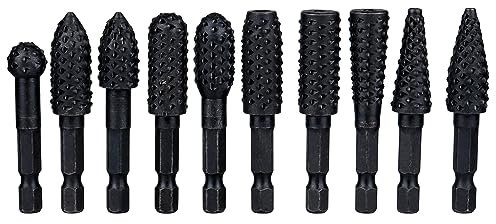 Bestgle Juego de Rebabas Rotativas Carburo Burrs Set con Mango Hexagonal Vástago Madera Escofina Brocas Herramientas para Carpintería DIY