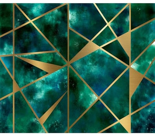 decomonkey Fototapete Abstrakt Geometrisch 400x280 cm Design Tapete XXL Fototapeten Vlies Tapeten Vliestapete Wandtapete moderne Wand Schlafzimmer Wohnzimmer Muster Aquarell Grün Blau