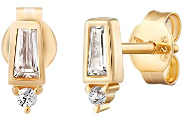 cai Damen Ohrstecker 925/- Sterling Silber 0,6cm Glänzend Zirkonia gelb 274220218V