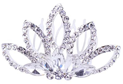 FRCOLOR 1Pc Kinder Strass Tiara Brautstift Mini Bling Hochzeit Kristall mit Seitlichen Kopfbedeckungen Foto Bunte Haare Bankett Krone Einsatz Frauen Stirnband Kamm Glänzend für Damen