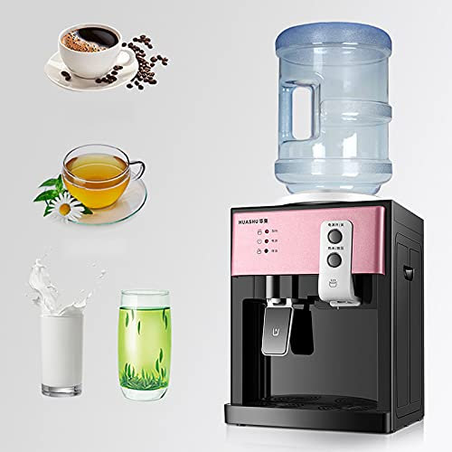 Dispensador de agua eléctrico de 220 V, dispensador de agua caliente y fría con grifo y soporte (oro rosa)