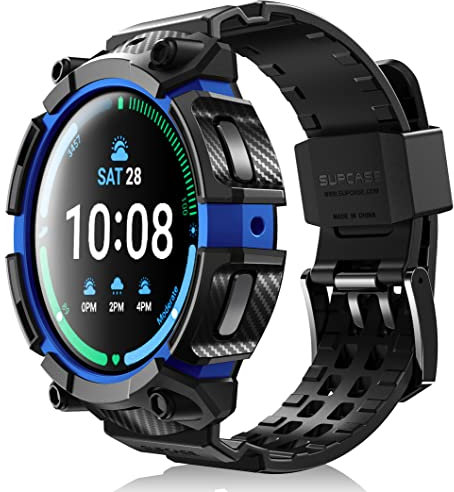 SUPCASE Unicorn Beetle Pro Series Hülle für Galaxy Watch 5 Pro 45mm 2022 Version, robuste Schutzhülle mit Riemenstreifen (dunkelblau), TPU PC