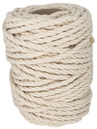 Corda in cotone per macramè e fai da te. Naturale, 4 mm x 25 m. | Cordoncino ritorto prodotto in Spagna e biodegradabile; per macelleria, artigianato, imballaggio, giardinaggio e decorazione.