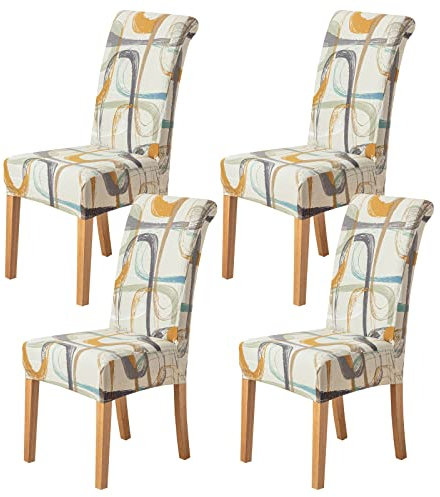 HZDHCLH Stuhlhussen 6er Set Stuhlbezüge Stretch abnehmbar, waschbar, Esszimmerstuhl-Schutzsitz für Hotel Restaurant Küche Hochzeitsfeier