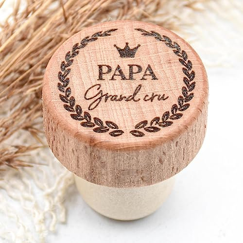 Bouchon de bouteille de vin papa grand cru texte personnalisable réutilisable, idée cadeau fête des pères, bonne fête papa, mères, maman, tonton, papi, parrain, marraine, 30mm de diamètre