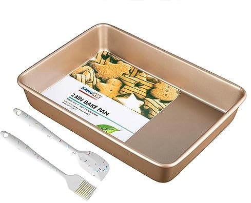 KANGXW Heavy-Duty Carbon Steel Baking Pan for Oven, 9x13 inch Rectangle Pot, Safe and Healthy Non-stick Bakeware Tray, Thickened and Durable Cake Pan (9x13in Rectangle)