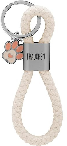 GRUSS & CO Schlüsselanhänger Loop Motiv Frauchen | Anhänger bestehend aus einer geflochtenen Schlaufe, mit Motivdruck Frauchen, mit Pfoten-Charm | 48370