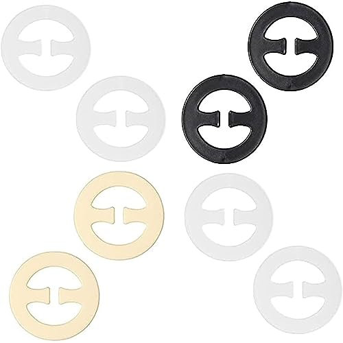 Irikdescia® 8 Stück BH-Träger Clips, Runden Racerback-BH-Clips Set, Perfekte für jedes Outfit, Verhindern Schultergurte Rutschen (Hautfarbe, Weiß, Schwarz, Transparent)