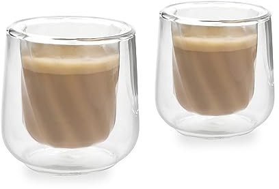 La Cafetière Siena Juego de Vasos Cortado de Doble Fondo de 2 piezas, 135ml Tazas de Café Aisladas para Barista Cortado, Apilables y Ligeras