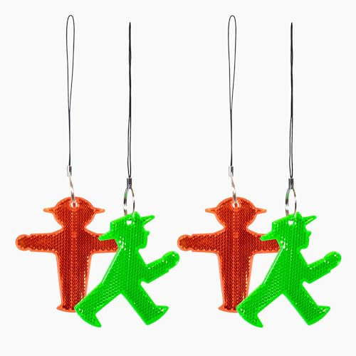 AMPELMANN Reflektoren 4er Set | STRAHLEMANN | 7x5 cm | TÜV Geprüft | Mit Metallring inkl. 10 cm Band | Berlin | Souvenir