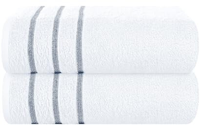 MyOwn Baumwolle 2er-Pack Oversized Badetuch-Set 70 x 140 cm, große Badetücher, Ultra saugfähig, kompakt, schnell trocknend und leicht, Weiß