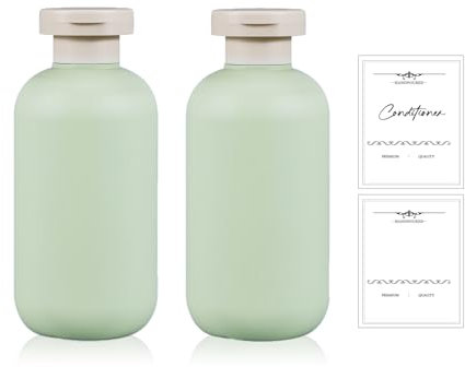 UMETASS Lot de 2 bouteilles de voyage à remplir, anti-fuite, format voyage, avec couvercle à rabat, bouteilles de voyage vides (vert, 200 ml)