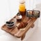 Nnewvante Couch Cup Holder Tray, 3 in 1 Large 39X25cm Acacia Wood Sofa Arm Clip on Tray Table with 360°Rotated Phone Drink Holder on Armrest