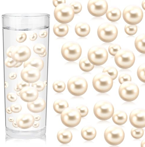 ZEBMOON 200 Stück milchweiße schwimmende Perlen, Milchweiße Murmeln für Vasen, schwimmende Perlen für Vasen, Vasenfüller, Kunstperlen, keine Löcher, Füllperlen für Party, Hochzeit, Dekoration,