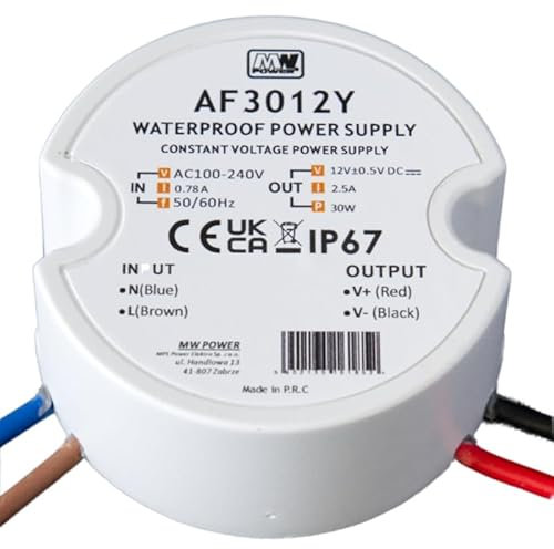 LED Doseneinbau Trafo 24V 30W 1,25A Wasserfest IP67 rund klein für z.B. Einbaudosen Power Supply (24V 30 Watt)