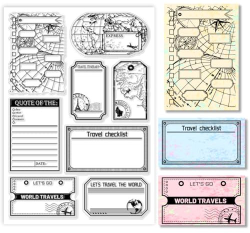 PH PandaHall Reiseanhänger Transparente Stempel Reise Checkliste Siegelstempel Reisepostkarten Gummistempel Transparente Silikonstempel Für Fotoalbum Tagebuch Dekor