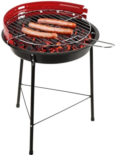 com-four® BBQ Grill - Dreibein mit höhenverstellbarem Grillrost und Windschutz - runder Standgrill aus Metall für Balkon, Terrasse, Garten - Holzkohle-Grill - Tischgrill [Auswahl variiert] (1 Stück)