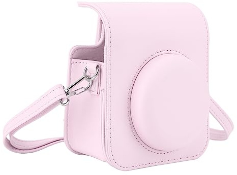 Sofortbildkamera-Schutztasche, PU-Kameratasche mit Verstellbarem Schultergurt, Anwendbar für Fuji 12 Kamera (Hell-Pink)