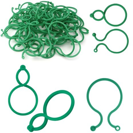 maxtachi Pflanzenclips,100 Stück Pflanzenclips Groß Gebogene Ring Design,Einfaches Stützen,Für Tomaten,Orchideen,Rosen-Grüner