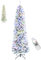 6FT Pre-lit Snow Flocked Pencil Christmas Tree with Remote Control, 150 Warm White Multi-Color Lights, Hinged Slim Skinny Spruce for Home, Office, Holiday Party Decoration Dual Color LED, Full Branch