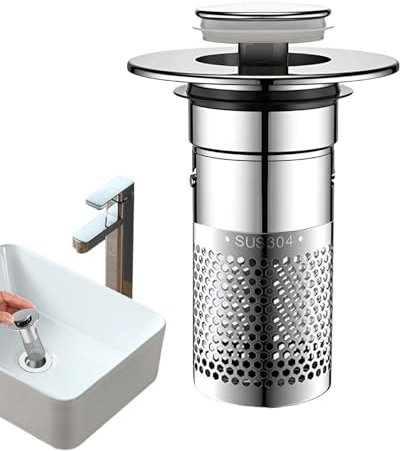 Bouchon d'évier de rechange – Filtre de vidange de sol en acier inoxydable | Stop Fuite Type poussoir Filtre de vidange de lavabo pour la prévention des blocages et un drainage efficace