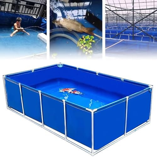 Pounjsd 1/2/3m Small Frame Piscina Desmontable,Piscina sobre Rasante,Estanque de Peces de Lona con Soporte para Estanque,Acuario Grande De PVC/Lona for Peces de Agua Salada