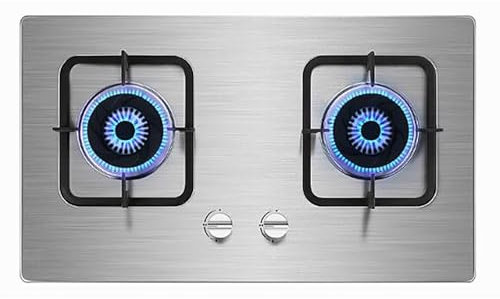 THEGA Fornello A Gas Doppio 4.2KW - Cucine A Gas da Tavolo E da Incasso, accensione Elettronica ad impulso fornello a Gas, Protezione Mancanza Fiamma termocoppia fornello a Gas(LPG)