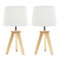 ValueLights | Pair of - Natural Wood Tripod Table Lamp with Linen Tapered Lampshade Living Room Bedside Light | Table Lamps & Home Improvements Essential